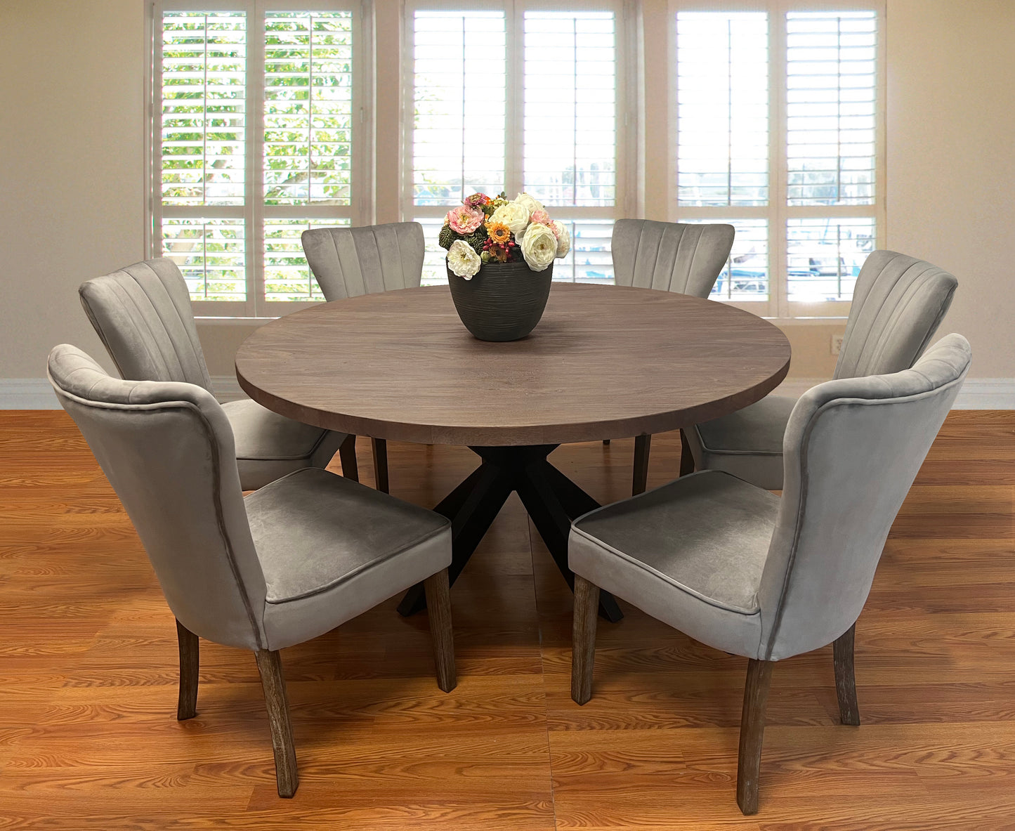 Felix 7-Piece Dining Set With 72" Mango Wood Dining Table And 6 Cleo Mink Chairs - 489556