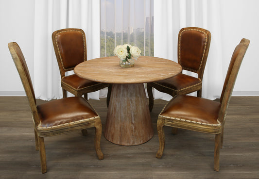 Jaden 5-Piece Dining Set With 42" Dining Table And 4 Genuine Leather Chairs- 489565