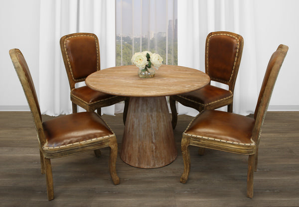Jaden 5-Piece Dining Set With 42 Dining Table And 4 Genuine Leather Chairs- 489565