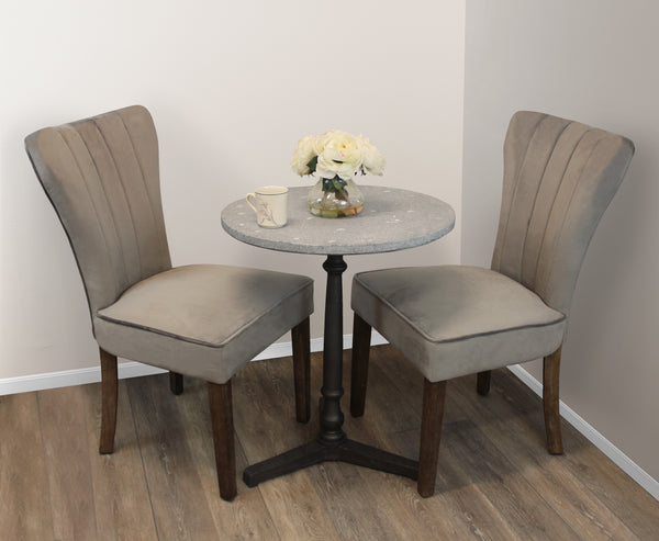 Sheridan 3-Piece Dining Set With 24 Stone Top Table, Gray And 2 Mink Chairs - 489569
