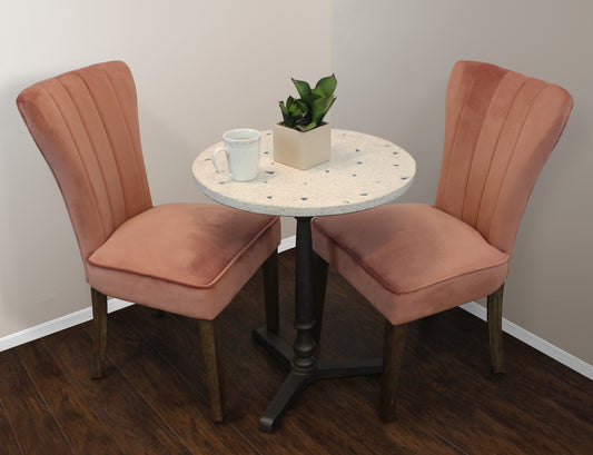 Sheridan 3-Piece Dining Set With 24" Stone Top Table, Ivory And 2 Blush Chairs - 489573