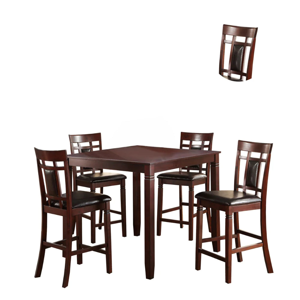 Swish Cashew Wood 5 Pieces Counter Height Dining Set In Brown - BM167134