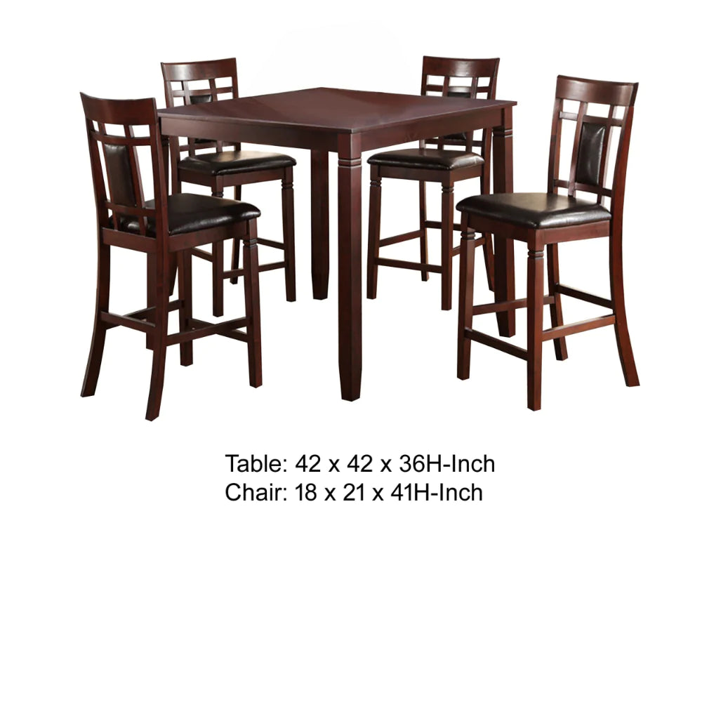 Swish Cashew Wood 5 Pieces Counter Height Dining Set In Brown - BM167134