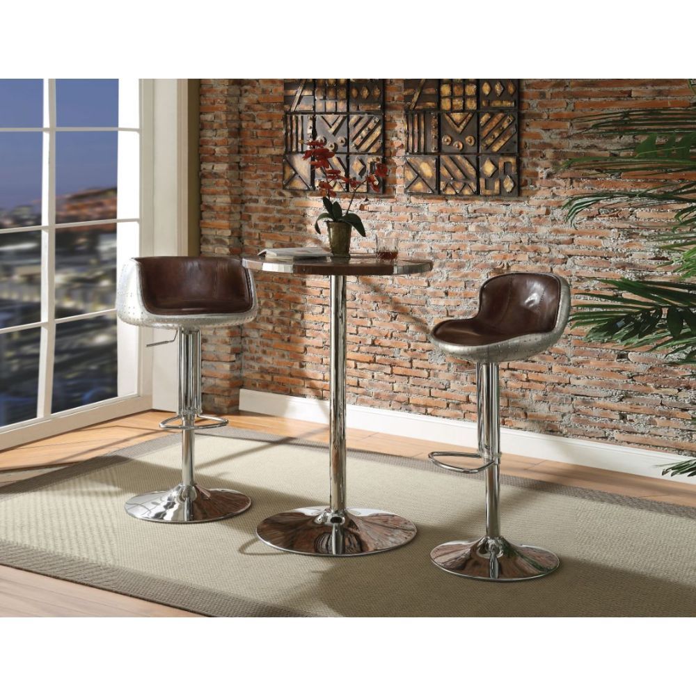 Brancaster Bar Table, Retro Brown TGL & Aluminum - 70425