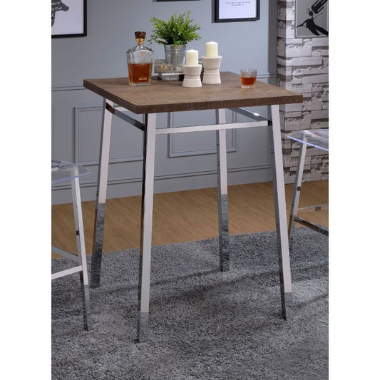 Nadie Bar Table, Oak & Chrome - 72595