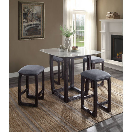 Razo Counter Height Stool (1Pc) - 72937 - Transitional - Wood (Hickory), Ply, Fabric, Foam - Fabric and Weathered Espresso