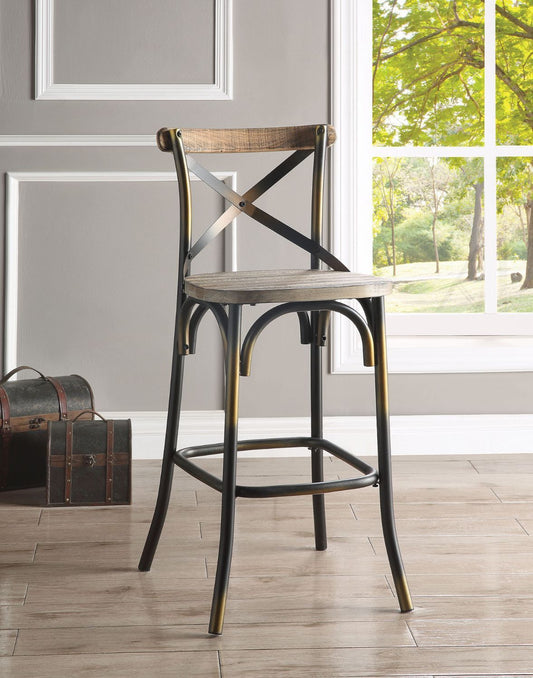 Zaire Bar Chair (1Pc), Antique Copper & Antique Oak, 29" Seat Height -  96805