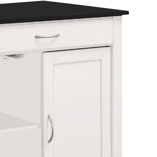 Kitchen Cart With Wooden Top, Black & White - BM163663