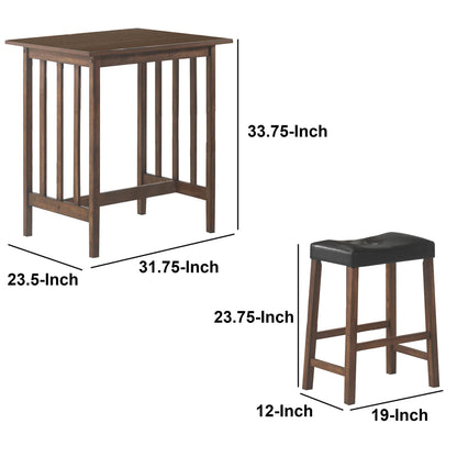 Contemporary Style 3 Piece Counter Height Set, Brown-BM158092