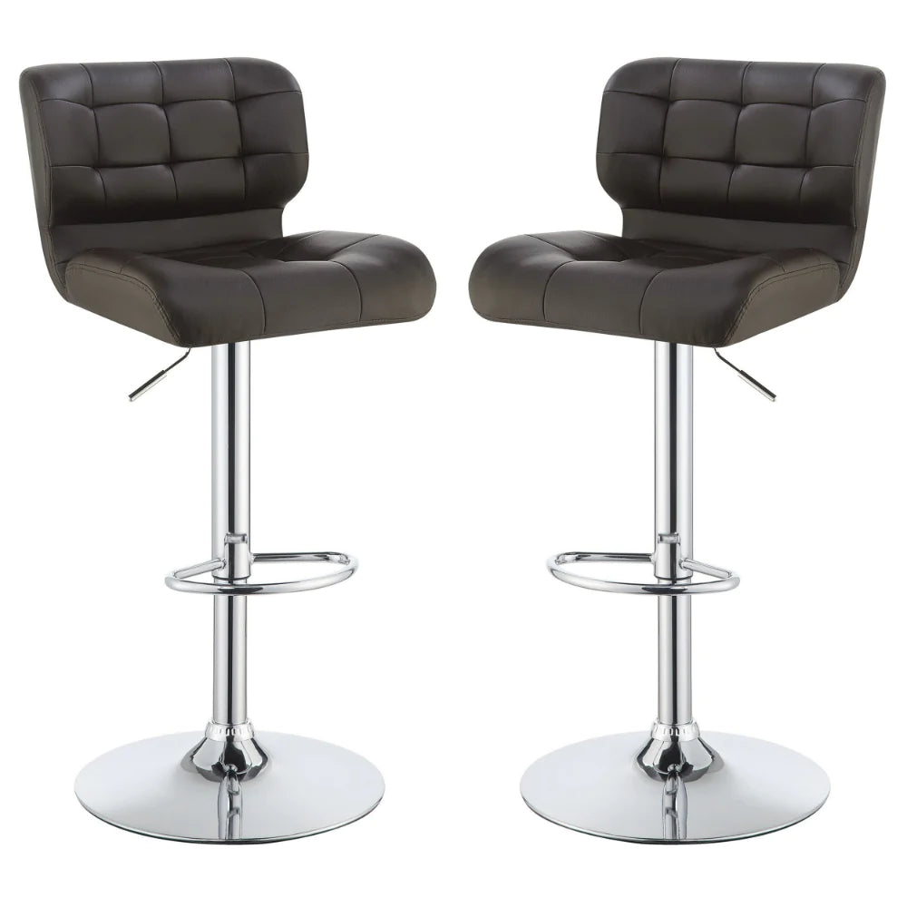 BM160780 Modern Adjustable Swivel Metal Bar Stool, Brown And Silver ,Set Of 2