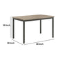 Contemporary Metal Dining Table With Wooden Top, Gray & Black-BM160786
