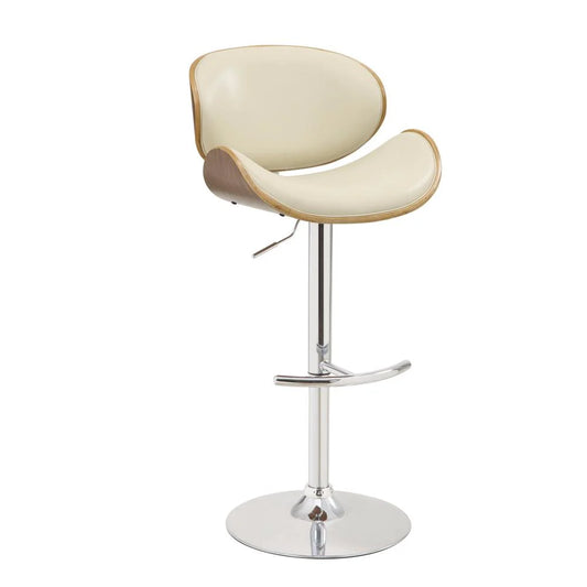 BM163783 Adjustable Bar Height Stool, Cream & Walnut