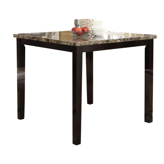Spacious Wooden High Table Faux Marble Top Brown - BM171296