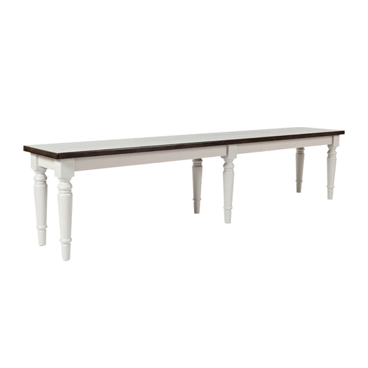 Wooden Armless Bench With Turned Feet, Dark Brown & Light Gray - BM183998