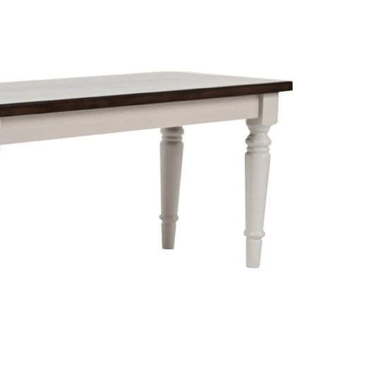Wooden Armless Bench With Turned Feet, Dark Brown & Light Gray - BM183998