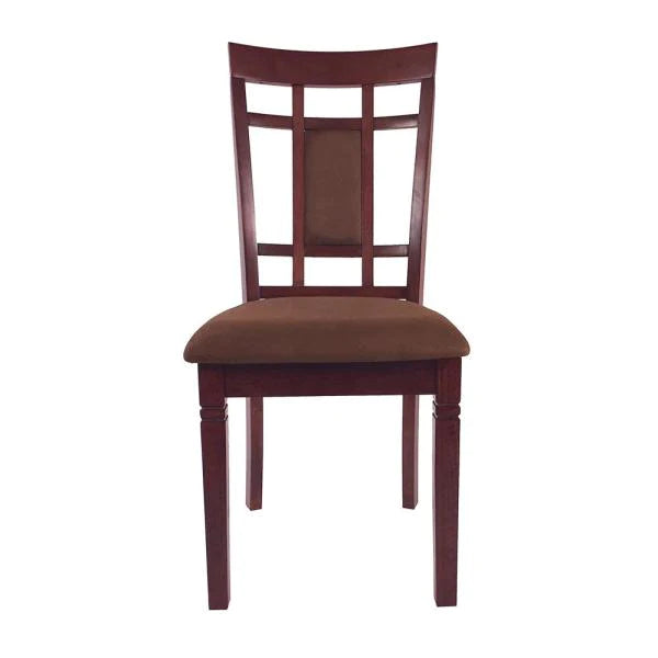 Transitional Style Wooden Dining Set With Grid Back Chairs, Pack Of Five, Brown-BM185669