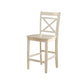 BM186214 Transitional Style Wooden Counter Height Chair With Cross Back, Set Of 2, Cream