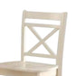BM186214 Transitional Style Wooden Counter Height Chair With Cross Back, Set Of 2, Cream