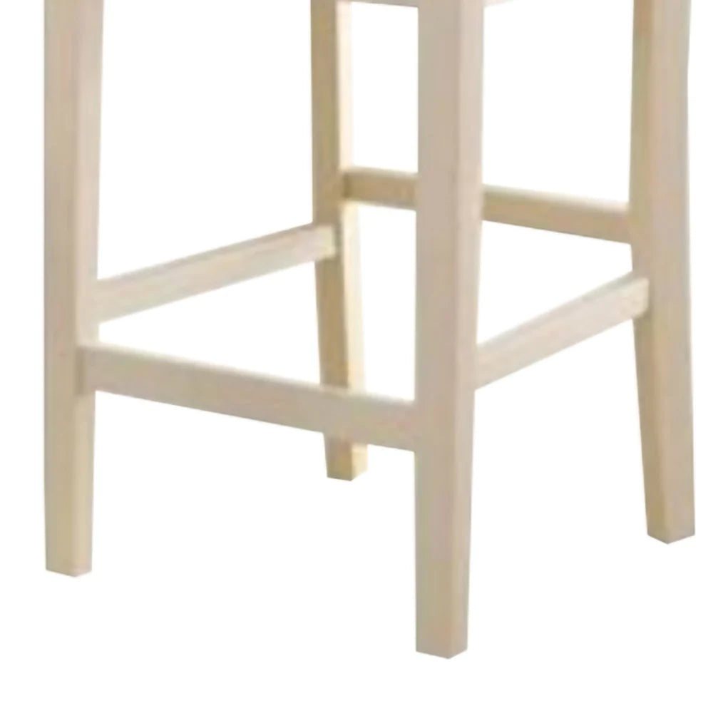 BM186214 Transitional Style Wooden Counter Height Chair With Cross Back, Set Of 2, Cream