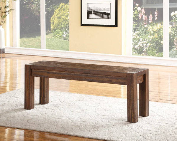 Acacia Wood Bench With Tenon Corner Joints And Block Legs, Brown-BM187648