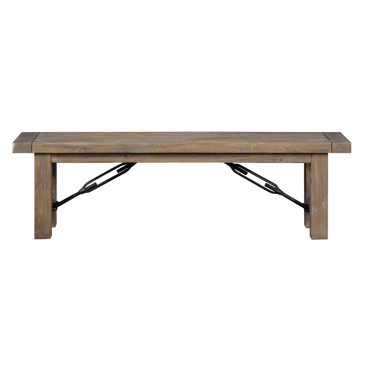 Acacia Wood Bench With Thick Block Legs, Brown - BM187658