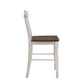Wooden Counter Height Chair With Overlapped Design Back And Scoop Seat, White And Brown, Set Of Two - BM194405