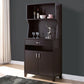 Wooden 2 Door Bakers Cabinet With 3 Open Shelves And 1 Drawer In Brown - BM204153