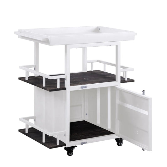 Industrial Style Metal Serving Cart With Casters, White - BM204485