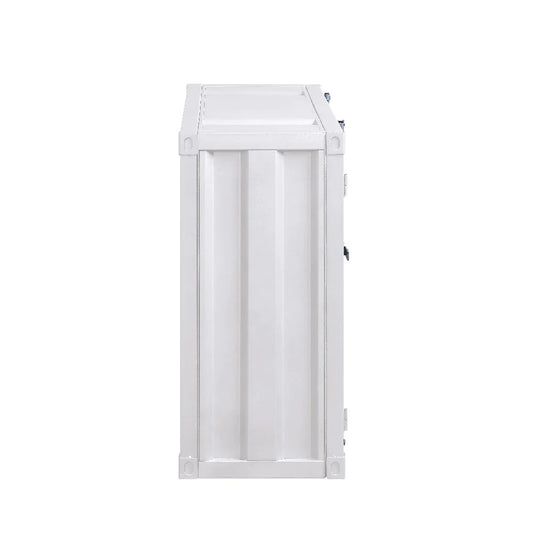 Industrial Metal Server With 2 Door Cabinet And 2 Open Shelves, White - BM204486