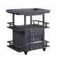 Metal Serving Cart With 1 Door Storage And 2 Tray Shaped Shelves, Gray - BM204490