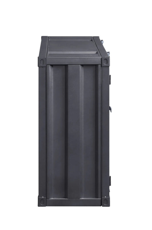 Industrial Metal Server With 2 Door Cabinet And 2 Open Shelves, Gray - BM204491