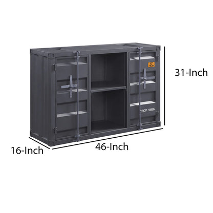 Industrial Metal Server With 2 Door Cabinet And 2 Open Shelves, Gray - BM204491