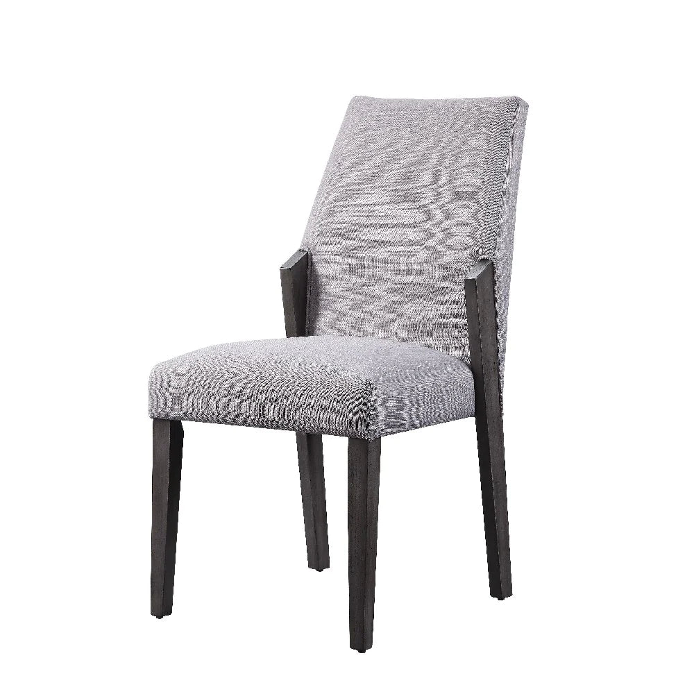 Wood And Fabric Upholstered Dining Chairs, Set Of 2, Gray And Black - BM204541