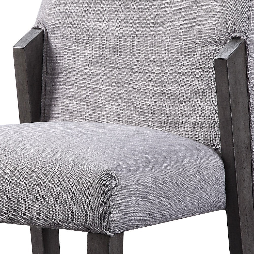 Wood And Fabric Upholstered Dining Chairs, Set Of 2, Gray And Black - BM204541