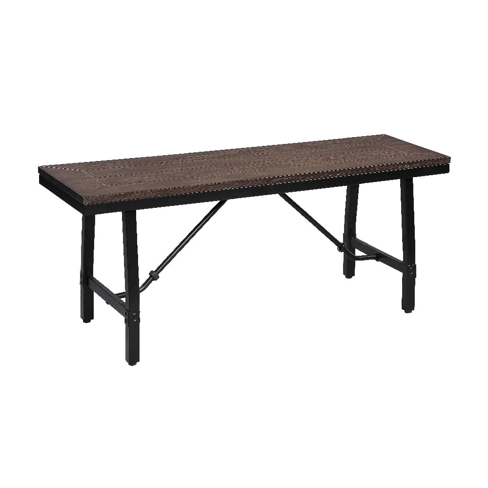 Industrial Wood And Metal Bench With Tube Leg Support, Brown And Black - BM204547