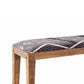 Fabric Upholstered Wooden Bench With Tapered Legs, Brown And Blue - BM206488