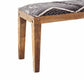Fabric Upholstered Wooden Bench With Tapered Legs, Brown And Blue - BM206488