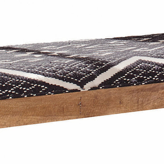 Fabric Upholstered Wooden Bench With Tapered Legs, Brown And Blue - BM206488