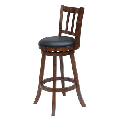 Round Padded Seat Counter Stool With Slatted Back, Brown And Black - BM209083