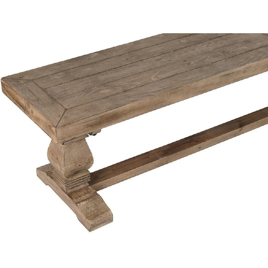 Rectangular Reclaimed Wood Bench With Trestle Base, Weathered Brown - BM210353