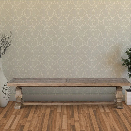 Rectangular Reclaimed Wood Bench With Trestle Base, Weathered Brown - BM210353