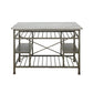 Marble Top Metal Kitchen Island With 2 Slated Shelves, Gray And White - BM214991
