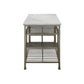 Marble Top Metal Kitchen Island With 2 Slated Shelves, Gray And White - BM214991