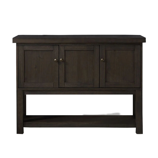 Transitional Style Server With 3 Doors And Open Bottom Shelf, Brown - BM215021