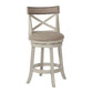 Curved X Shaped Back Swivel Counter Stool With Fabric Padded Seating, White - BM218146