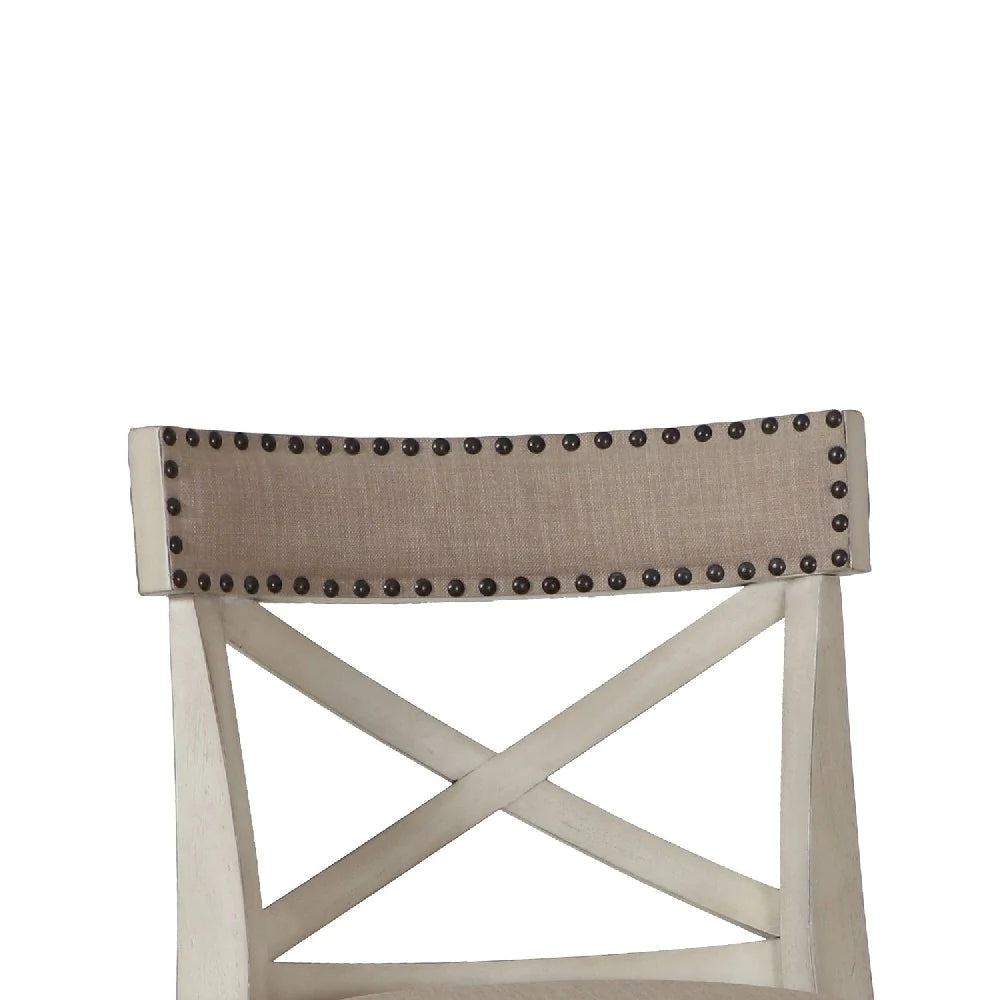 Curved X Shaped Back Swivel Counter Stool With Fabric Padded Seating, White - BM218146