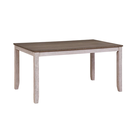 Rectangular Dining Table With Chamfered Legs, Antique White And Brown - BM220909