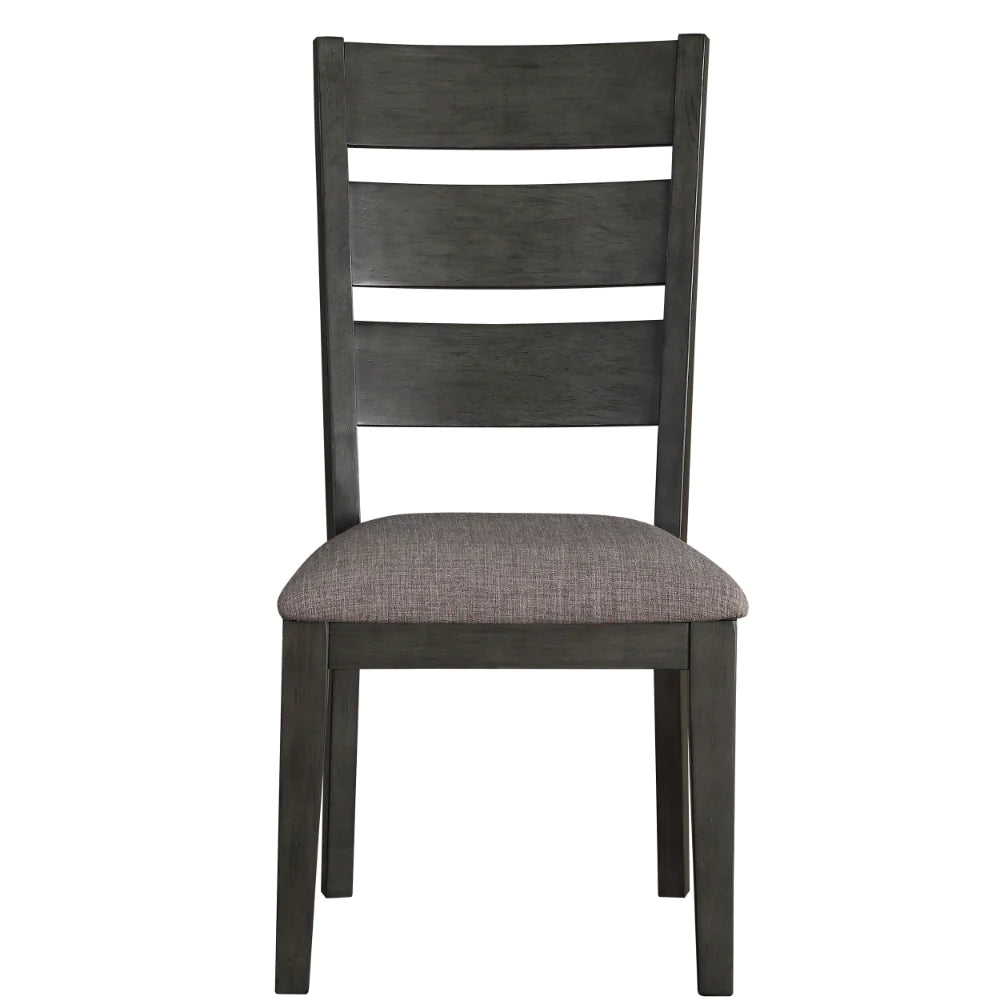 Transitional Wooden Side Chair, Fabric Padded Seat, Set Of 2, Gray - BM220920