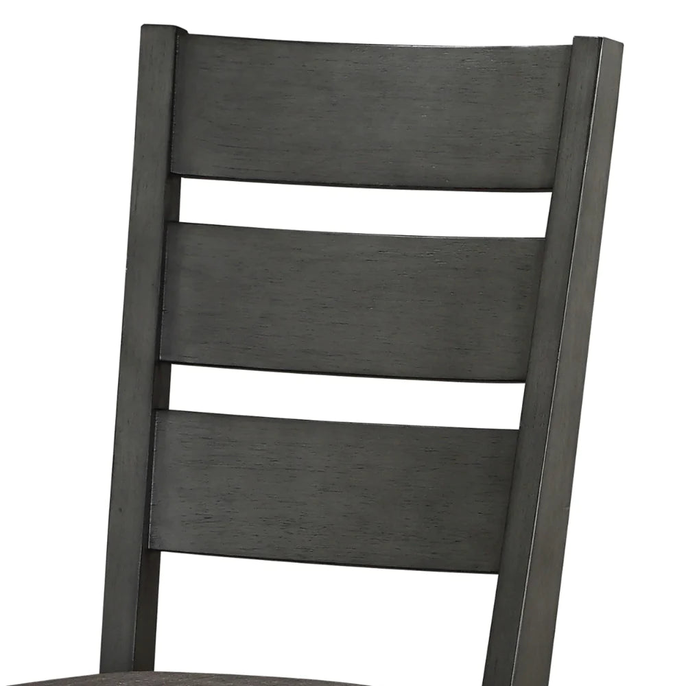 Transitional Wooden Side Chair, Fabric Padded Seat, Set Of 2, Gray - BM220920