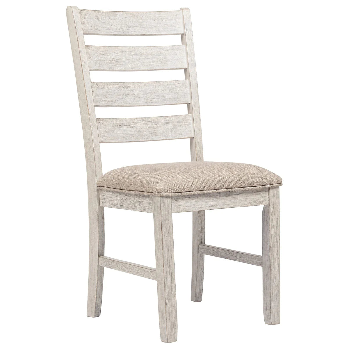 Fabric Dining Side Chair With Ladder Back, Set Of 2, White And Brown - BM227028